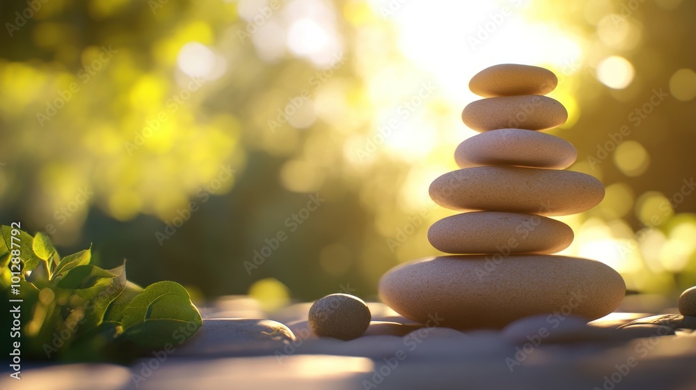 Obraz premium Zen Garden Stones Stacked in Harmony