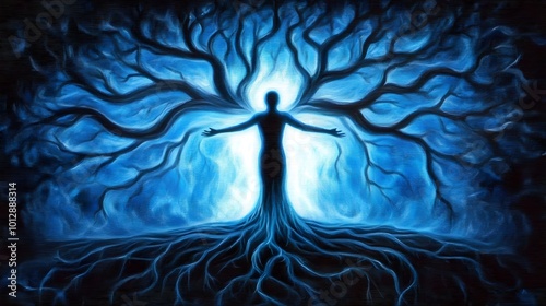 Surreal Shadow Growth in Ethereal Landscape