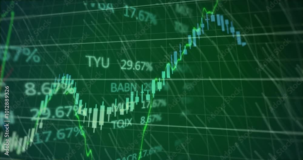 Animation of financial data processing over dark background Animation of financial data processing over dark background