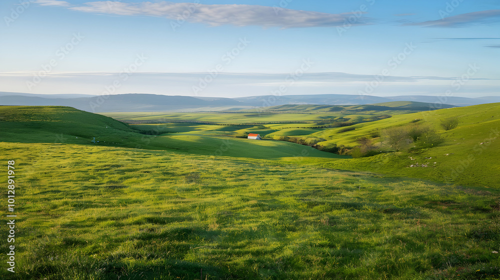 Obraz premium Mountains and fields in spring