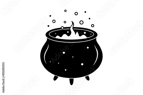  Halloween Cauldron with Bubbling Potion Silhouette for Spooky Decor