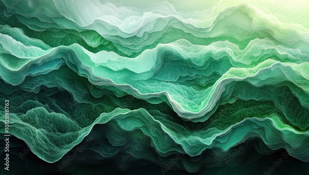 Abstract Green Wave Landscape Abstract Green Wave Landscape