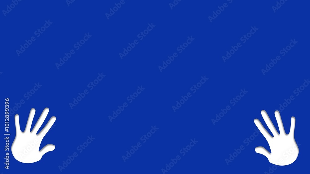 Fototapeta premium Universal Human Rights Month background illustration with copy space and raised hand 
