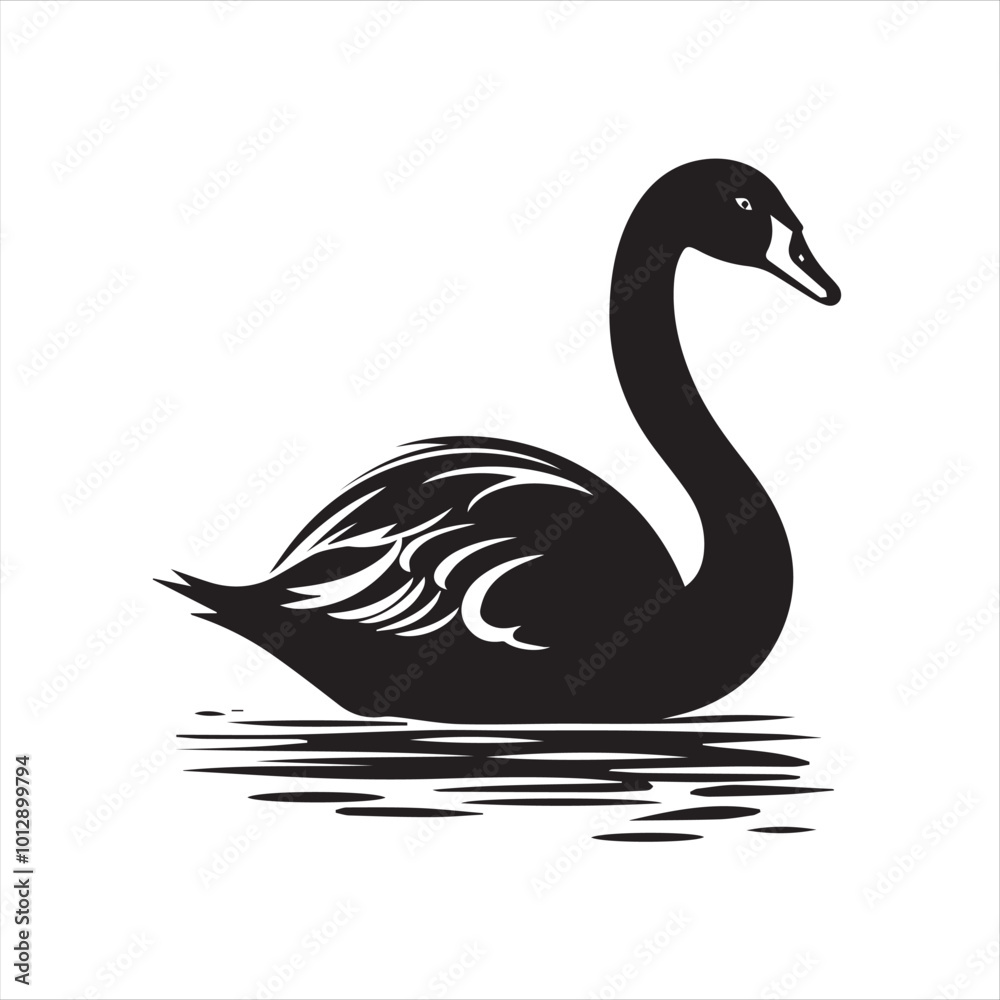 Obraz premium black swan on white,swan, bird, animal, vector, illustration, water, silhouette, symbol, love, lake, nature, art, duck, birds, cartoon, drawing, feather, black, beak, icon, design, wing, swimming, swa