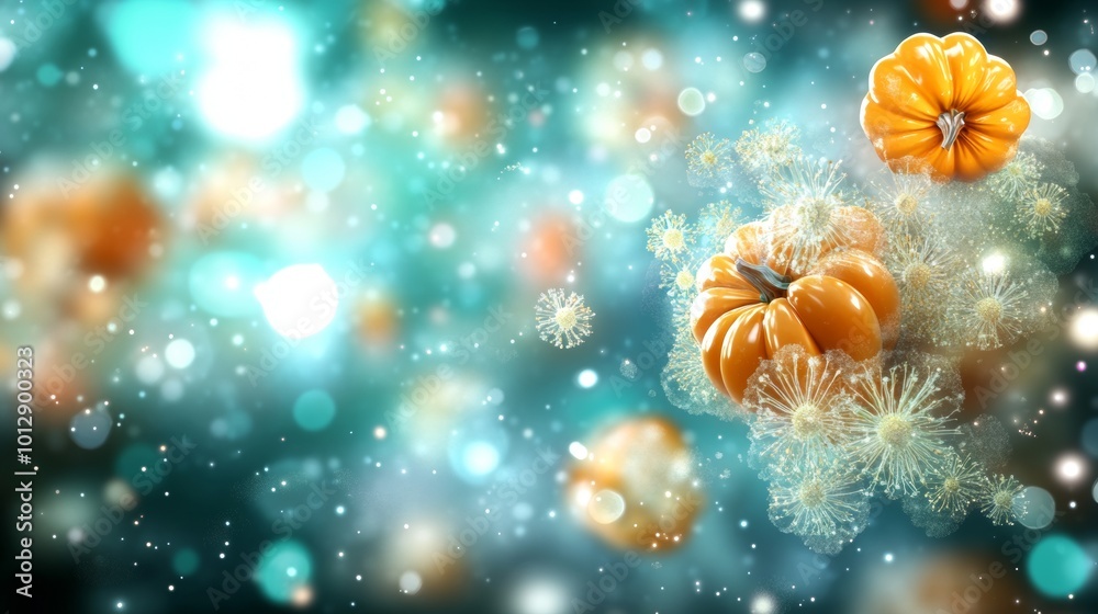 A celestial Halloween party in a galaxy far away glowing pumpkins floating in space