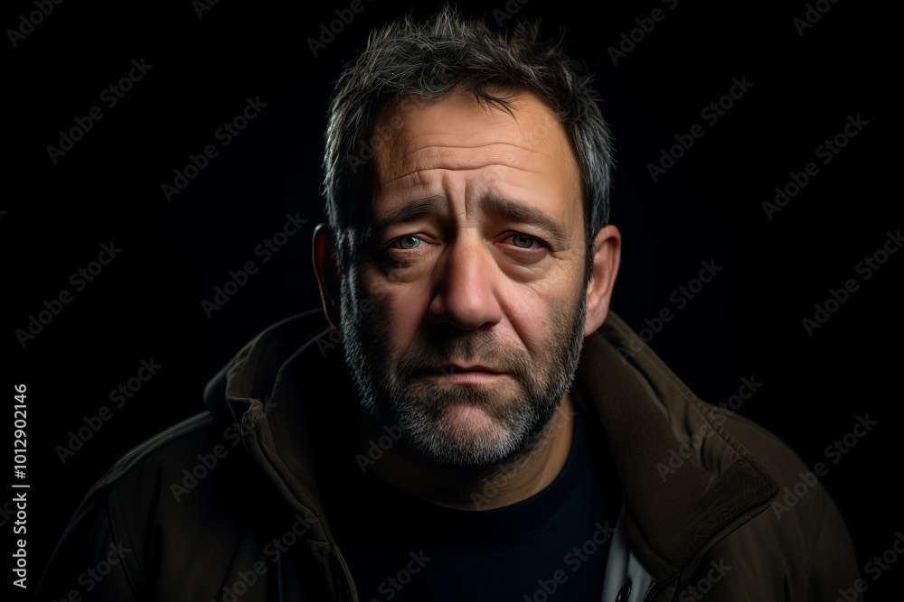 Portrait of a man with a serious face on a black background Portrait of a man with a serious face on a black background