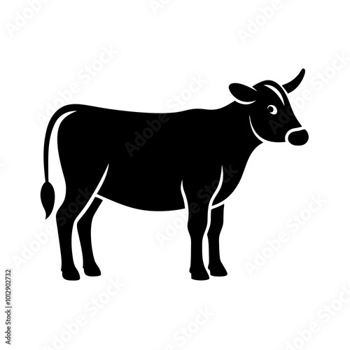 minimalistic cow silhouette vector design bull illustration black animal 