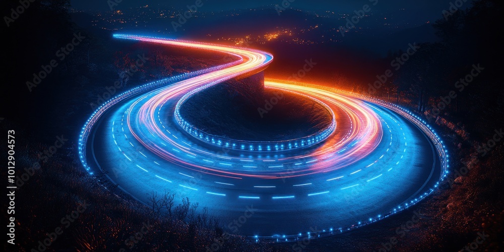 Obraz premium Winding Road at Night