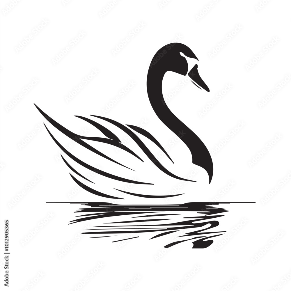 Fototapeta premium black swan on white background