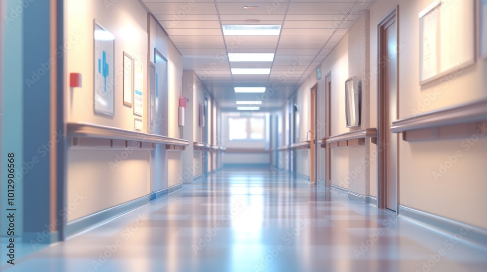 Hospital Corridor with Light and Shadows Hospital Corridor with Light and Shadows