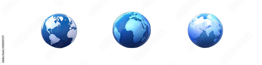 A Blue Digital Globe, Representing Earth in Cartoon Style. Isolated on a Transparent Background. Cutout PNG. A Blue Digital Globe, Representing Earth in Cartoon Style. Isolated on a Transparent Background. Cutout PNG.