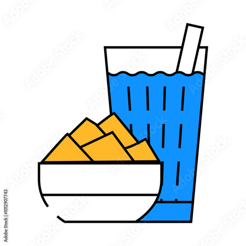 slices mango snack and drink cup line icon vector. slices mango snack and drink cup sign. isolated symbol illustration