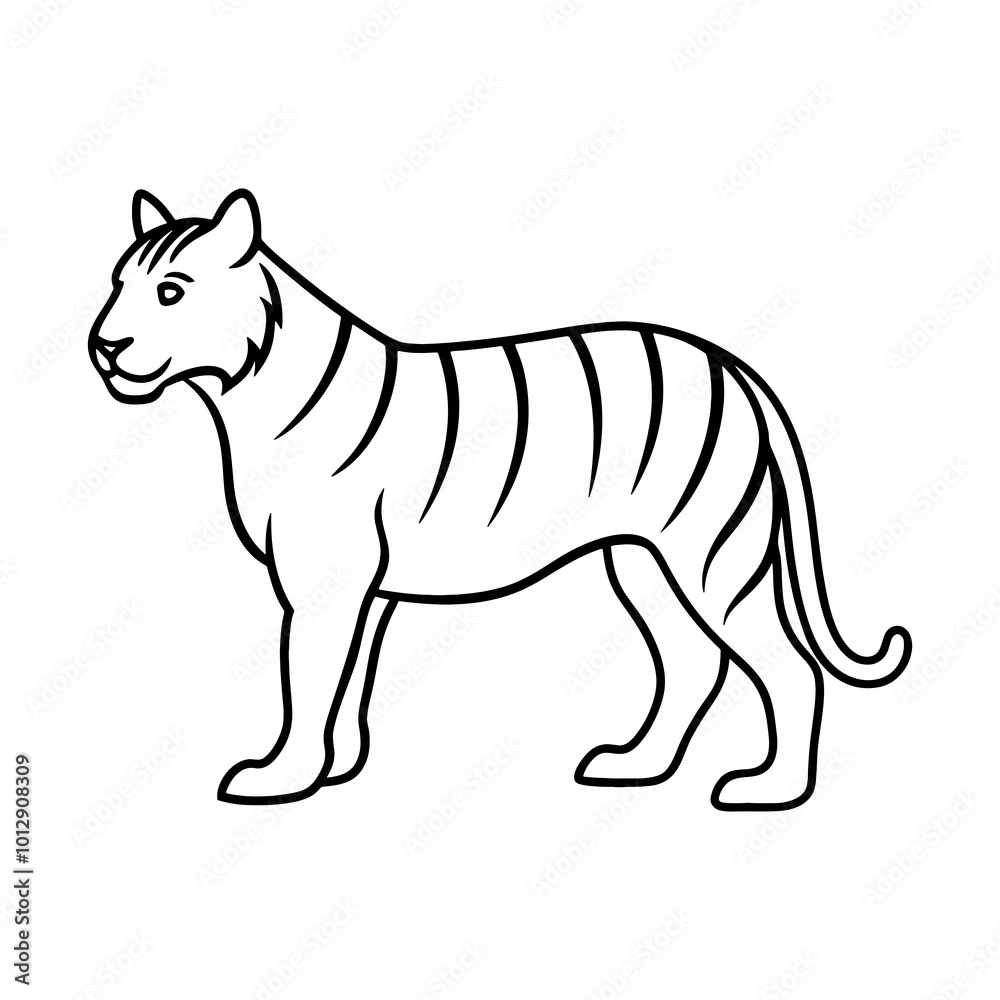 Tiger silhouette with white background Tiger silhouette with white background