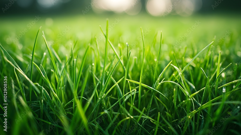 Close-up View of Lush Green Grass Blades Close-up View of Lush Green Grass Blades