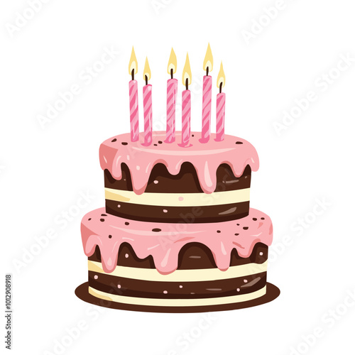 colorful birthday cake with candles vector