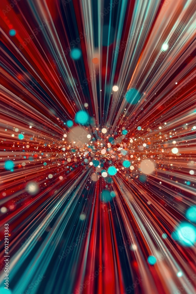Abstract Red and Teal Lines with Bokeh Lights Abstract Red and Teal Lines with Bokeh Lights