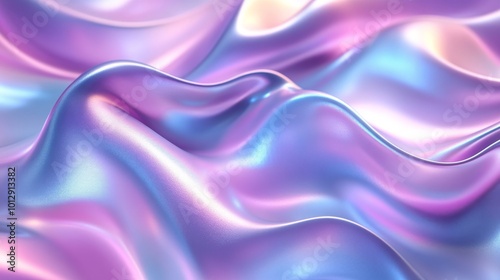 Iridescent Waves of Pink and Blue Satin Fabric