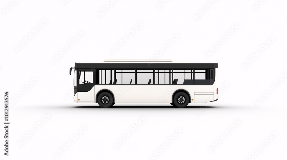 Modern City Bus Side View on White Background Modern City Bus Side View on White Background