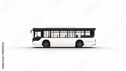 Modern City Bus Side View on White Background