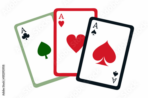 playing cards aces of different suits vector illustration isolated on white background