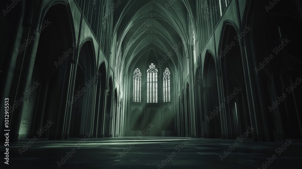Mystical Light Shining Through Cathedral Windows - Made with Generative AI Mystical Light Shining Through Cathedral Windows - Made with Generative AI