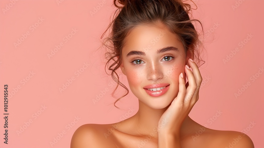 Radiant and Youthful Portrait of a Cheerful Woman for Beauty Product Advertisement Radiant and Youthful Portrait of a Cheerful Woman for Beauty Product Advertisement