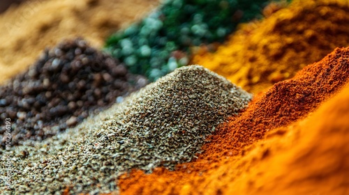 A vibrant array of spices reveals the potential for ingredient manipulation, celebrating culinary innovation and diverse textures.