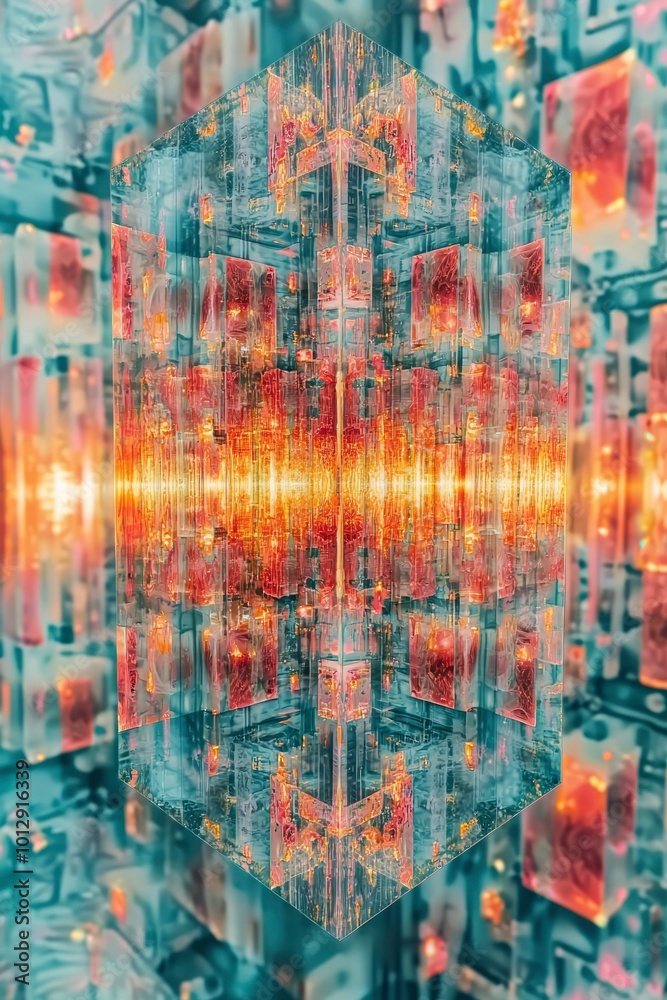A Glass Prism Reflecting a Cityscape with Warm Hues A Glass Prism Reflecting a Cityscape with Warm Hues