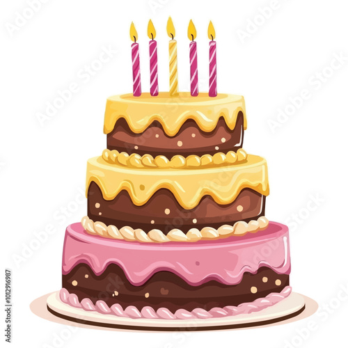 colorful birthday cake with candles vector