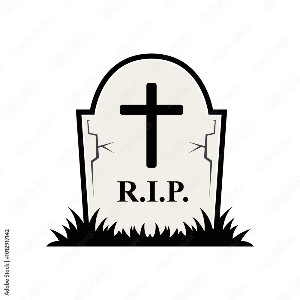 Fototapeta premium illustration of a cemetery with cross