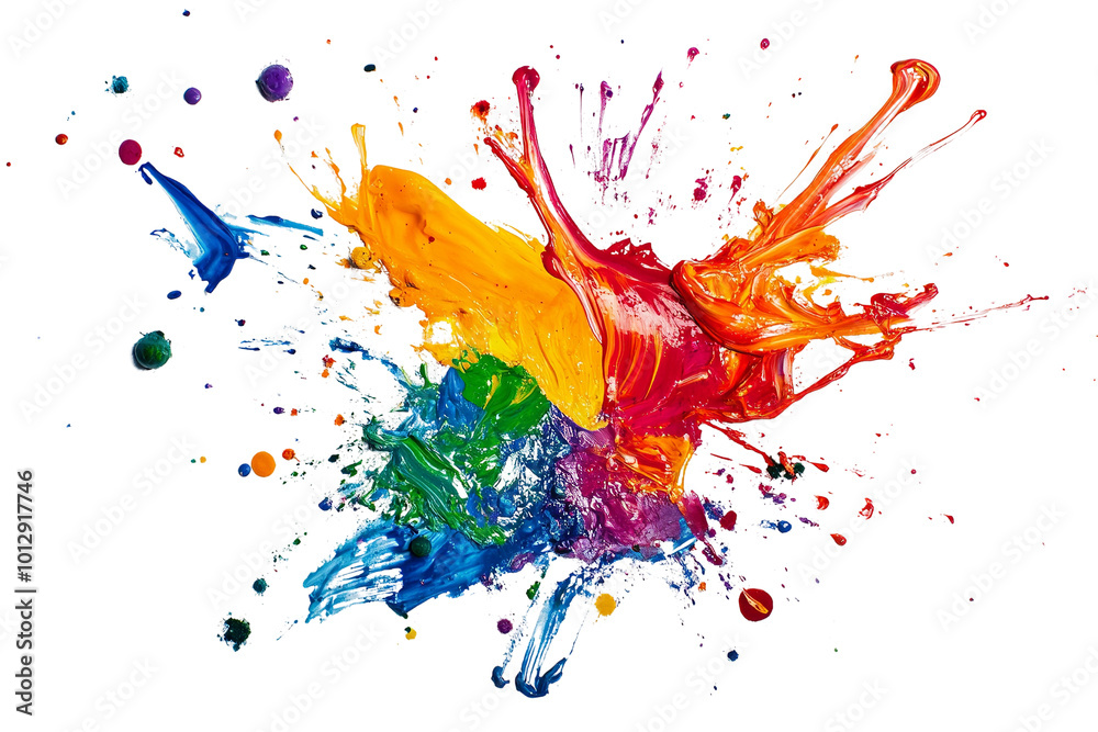 Colorful splashes of paint on a black background, showcasing a vibrant explosion of hues and creativity. Colorful splashes of paint on a black background, showcasing a vibrant explosion of hues and creativity.