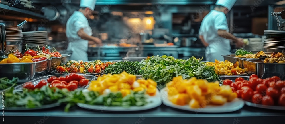 Fresh Ingredients in a Restaurant Kitchen