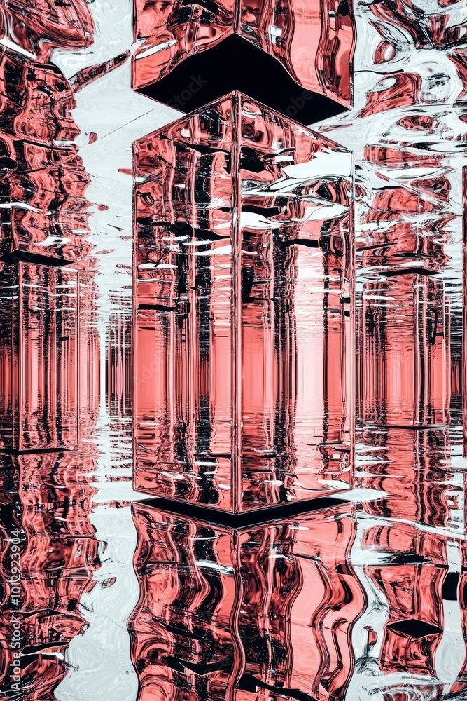 Obraz premium Abstract Reflections of a Pink and Black Geometric Structure