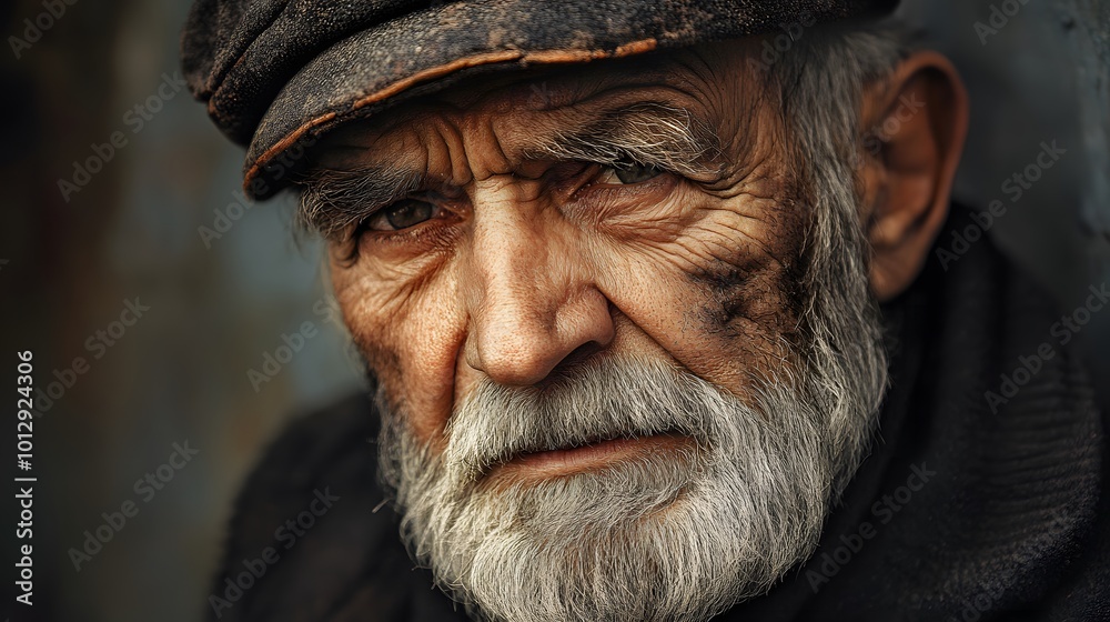 an experienced old sailor with a weathered face and dee an experienced old sailor with a weathered face and dee