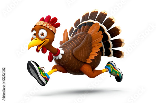 Running Turkey in Colorful Sneakers photo