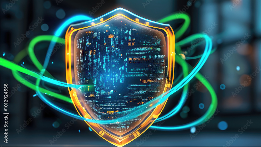 Cybersecurity Concept with Digital Shield: Protecting Your Digital World Cybersecurity Concept with Digital Shield: Protecting Your Digital World
