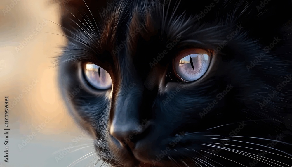 Close-up of a black cat with mesmerizing violet eyes Close-up of a black cat with mesmerizing violet eyes