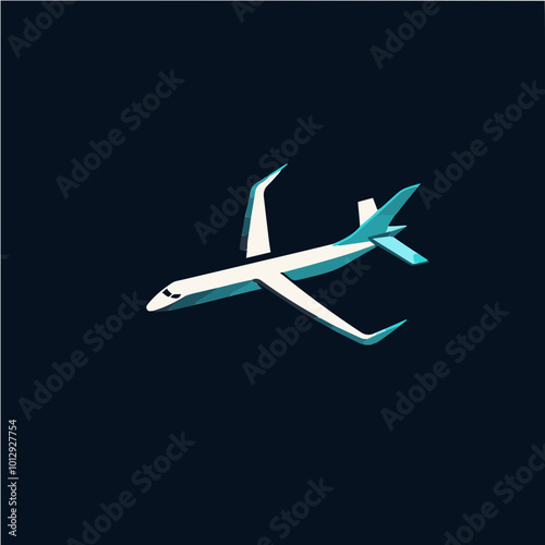 A sleek vector logo of an airplane with clean lines and a modern style, representing speed, innovation, and global travel for aviation and tech industries.