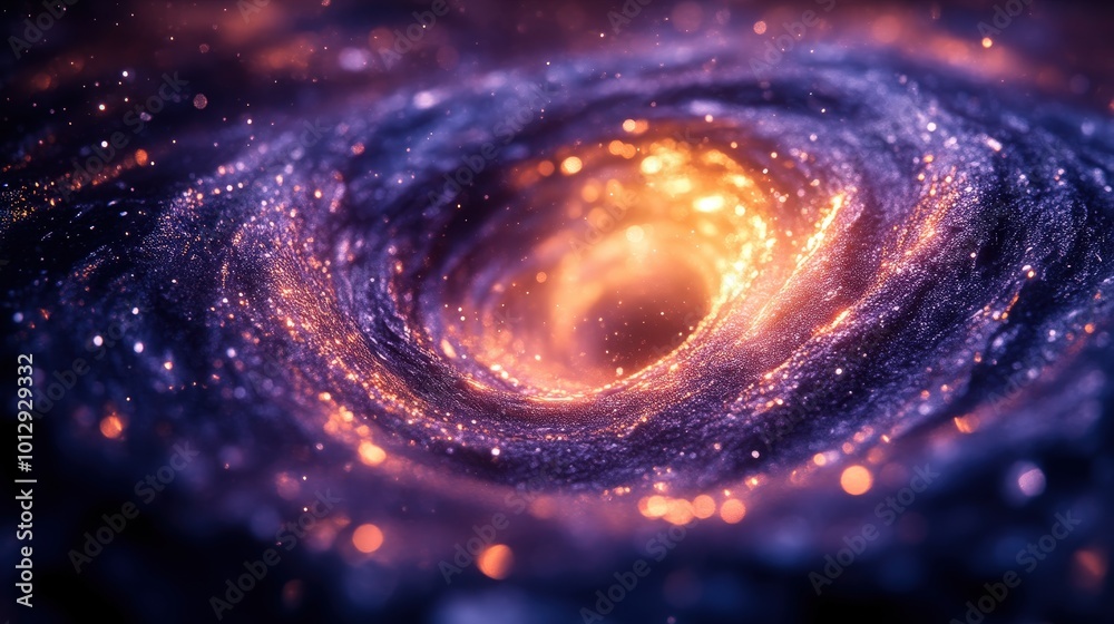 Abstract Cosmic Vortex Of Glowing Orange And Purple Swirling Particles Creating A Futuristic Black Hole Effect In Deep Space Abstract Cosmic Vortex Of Glowing Orange And Purple Swirling Particles Creating A Futuristic Black Hole Effect In Deep Space