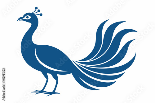 illustration of a peacock with feathers on a white background