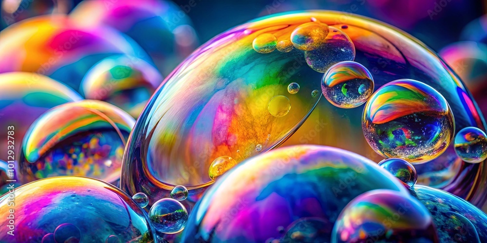 A kaleidoscope of iridescent orbs, reflecting a spectrum of colors, creating a captivating abstract composition.