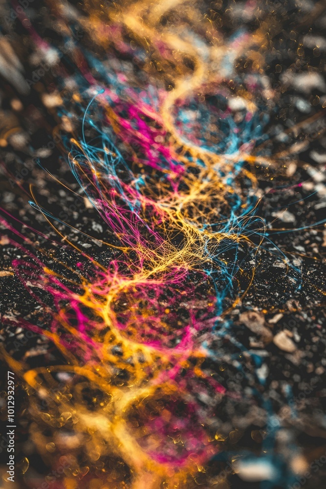 Obraz premium Abstract Photography of Colorful Streaks and Bokeh on a Dark Background