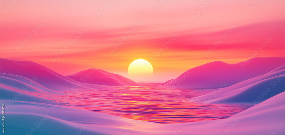 Fototapeta premium Futuristic 3D Abstract Background Spheres Waves Shapes Red Blue Purple