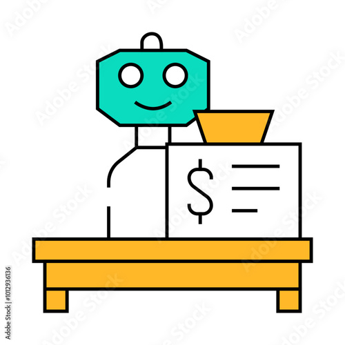 robot cashier line icon vector. robot cashier sign. isolated symbol illustration