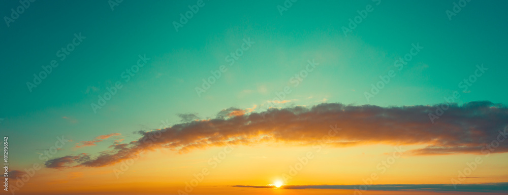 Colorful cloudy sky at sunset. Gradient color. Sky texture. Abstract nature background