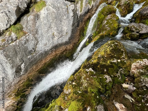 Waterfalls and cascades under the source of the river Soča, Trenta (Triglav National Park, Slovenia) - Wasserfälle und Kaskaden unter der Quelle des Flusses Soča, Trenta (Triglav-Nationalpark) photo