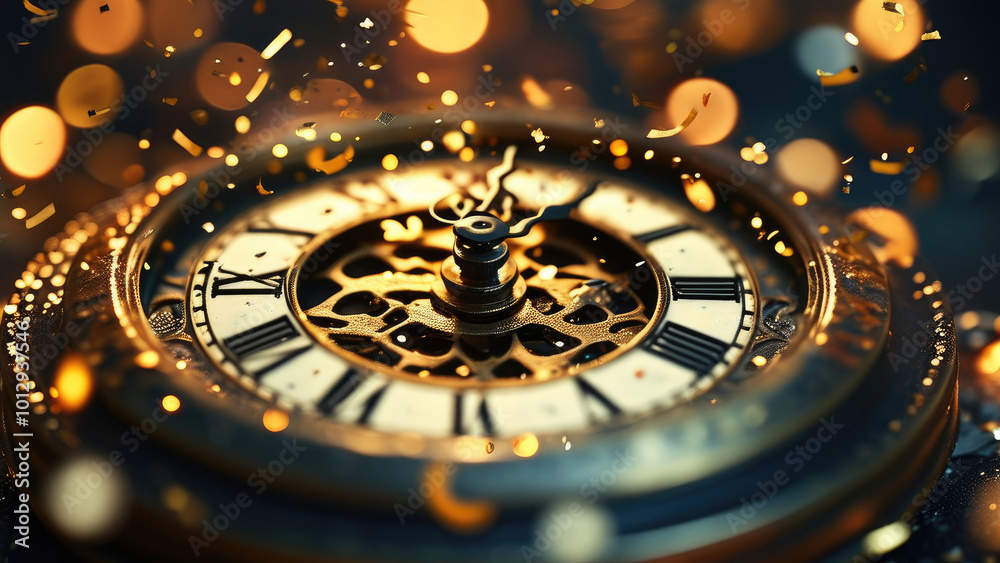 New Year Countdown Clock with Golden Sparkles New Year Countdown Clock with Golden Sparkles