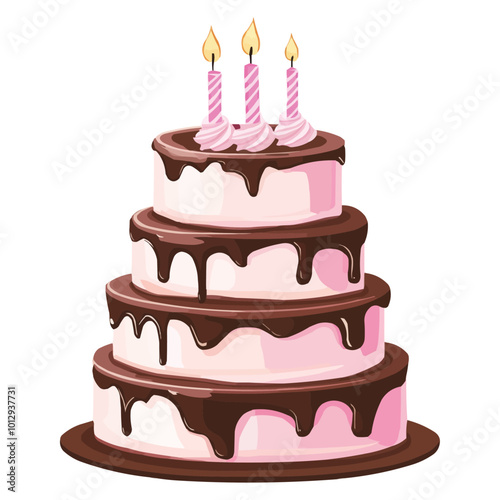colorful birthday cake with candles vector