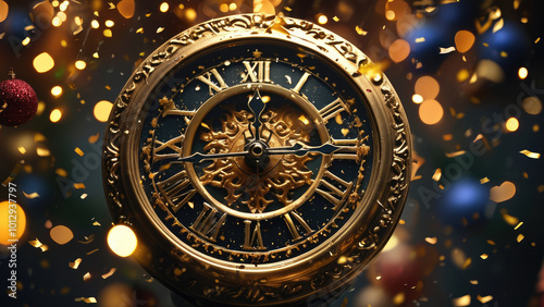 Wallpaper Mural New Year Countdown Clock with Golden Sparkles Torontodigital.ca