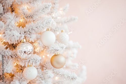Delicate Christmas Ornaments in White and Gold